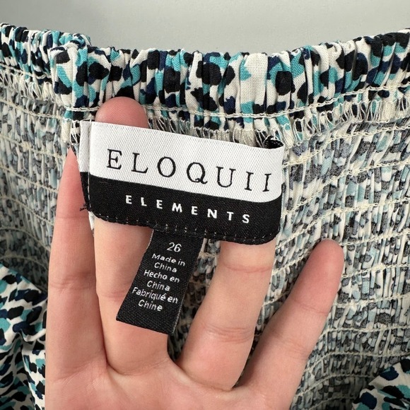 ELOQUII Elements Paint Speckle Puff Sleeves Smocked Top Women's Plus Size 26 - Picture 11 of 12